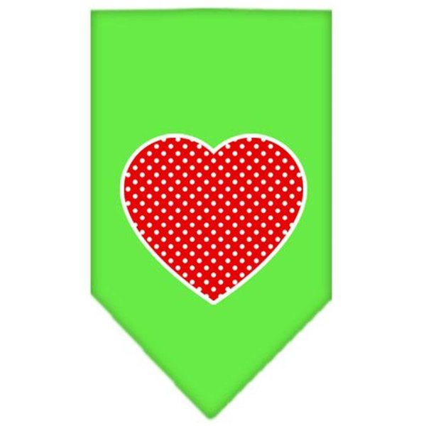 Unconditional Love Red Swiss Dot Heart Screen Print Bandana Lime Green Large UN812519